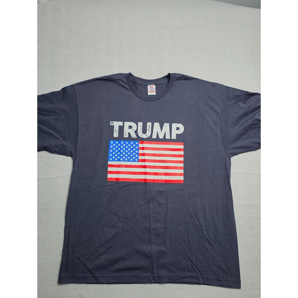 Vintage Bayside The True American T-Shirt Men 2XL Navy Blue Graphic Trump Cotton